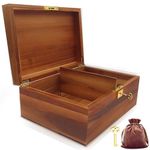 WELITTCON Wood Box Large Decorative Wooden Storage Box with Hinged Lid and Locking Key Premium Acacia Keepsake Chest Box Memory Gift Wooden Boxes 11 X 8.5 X 5 Inches