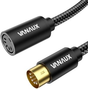 VANAUX MIDI Extension Cable Male to Female 5-Pin MIDI Cable Compatible with MIDI Keyboard, Keyboard Synth, Rack Synth, Sampler, External Sound Card, Sound Source and More-Black (15FT/4.6M)
