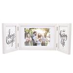 Afuly 3 Picture Frame White 5x7 4x6 Hinged Folding Triple Photo Frames Collage Three Opening for Tabletop Desk Display Unique Birthdays Christmas Weddings Gifts Present for Family Friends