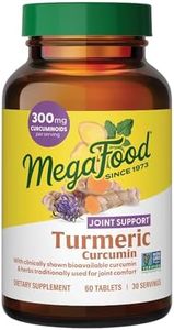 MegaFood Turmeric Curcumin Supplement - Joint Support Supplement, Turmeric Curcumin with Black Pepper, Boswellia Extract & Ginger Root, Vegan, Non-GMO, 60 Tablets (30 Servings)