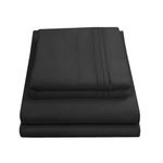 Queen Size Bed Sheets - Breathable Luxury Sheets with Full Elastic & Secure Corner Straps Built in - 1800 Supreme Collection Extra Soft Deep Pocket Bedding Set, Sheet Set, Queen, Black