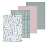 Sleepdown Check Printed 100% Cotton Half Panama Reusable Soft Cloth Table Napkins - Pack of 4 - Green - 41cm x 41cm