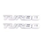 3D Metal TURBO Emblem Car Side Fender Rear Trunk Badge Decals TURBO Emblem Badge Replacement for Universal Cars (Silver)