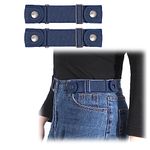 WHIPPY 2 Packs No Buckle Stretch Belt for Women Men Invisible 2 Loop Elastic Belt for Jeans Pants,Blue,Fit 2 loop distance: 6-9 inches