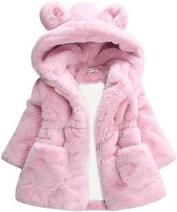 Arssm Girls Winter Warm Coats Kids Fleece Jacket Clothes Ear Hooded Faux Fur Thicken Outerwear(Pink-4Y)