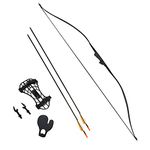 Southland Archery Supply SAS 30-35lbs 22-29" Robinhood Long Bow w/Armguard, Arrow Rest and 2 x Arrows (Black)