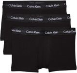 Calvin Klein Men’s 3 Pack Low Rise Trunks, Black (Black W. Black Wb), L