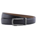 HALDEN Men's Falcon Black Belts, Quality leather, Free size, Fits up to 44 inches waist, Ratchet straps, unique magnetic buckle, Autolock belt, Black Glossy Buckle