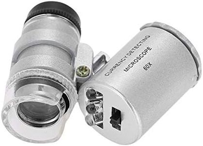 60X Mini Microscope, Pocket Magnifier Loupe Magnifying Glass with LED Light Function for Detecting Counterfeit Currency and Jewelry Shop Use