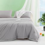 MIOTO Cooling Comforter Twin Size, Cooling Blanket for Night Sweats Hot Sleepers, Soft Breathable Smooth Lightweight Summer Comforter, Stay Cool All Night, Gray, Twin 68"x88"