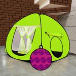 Foldable Kids Play Tent House | Pop-Up Playhouse for Boys & Girls (Up to 10 Years) | Multi-Purpose Indoor & Outdoor Tent with Mosquito Net | Fun & Colorful Green Theme