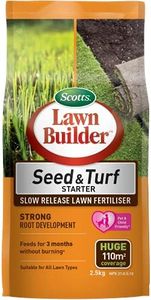 Scotts Lawn Builder - Seed & Turf Slow Release Fertiliser 2.5kg - 3 Months Feed - Stronger Root Development & Thicker Lawn - No Scorch Formula