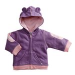 Babysoy Bunny Ears Fleece Hoodie Jacket (0-6 Months, Eggplant)