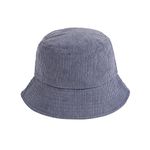 French Accent Men Blue Solid Corduroy Bucket Hat for Outdoor Everyday Wear | UV Protection | Lightweight | Packable | Quick-Drying | Fashion Casual Headwear Accessories for Men and Boys (2007)