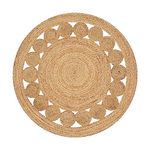 Savi Home Hand Woven Jute Braided Dot Rug, 8' Round - Natural, Reversible Area Rugs for Living Room, Farmhouse, Kitchen, Handcrafted 8 Feet Round Area Rugs