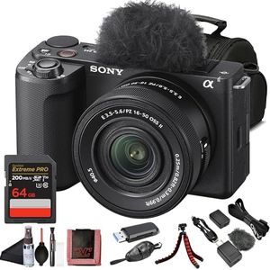 Sony ZV-E10 II Mirrorless Vlogging Camera Kit with 16–50 mm OSS Lens (ZVE10M2KB) – 26 MP APS-C Sensor | 64GB Memory Card, Bag, Card Reader, HDMI Cable, Flex Tripod, Hand Strap and More
