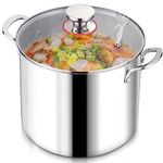 LIANYU 12QT 18/10 Stainless Steel Stock Pot with Lid, Large Soup Pot, Big Cookware, 12 Quart Canning Pasta Pot with Measuring Mark, Tall Cooking Pot, Induction Pot for Boiling Strew Simmer