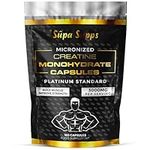 Supa Supps - 180 Capsules - Premium Creatine Monohydrate 3000mg Per Serving - Muscle Building, Strength, and Performance Enhancement - Micronized for Rapid Absorption - Bulk Size