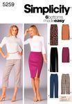 Simplicity Sewing Pattern 5259 Misses Pants and Skirts, KK (8-10-12-14)