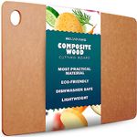 Wood Cutting Boards for Kitchen - Composite Wooden Fiber Cutting Board, Dishwasher Safe Chopping Board - Thin and Lightweight Meat Cutting Board - Large Cutting Board 14.5 x 11 in (Natural)