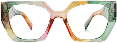 Zeelool Vintage Geometric Glasses Frame for Women with Non-prescription Clear Lens Sileidy ZJGP909372, Zjgp909372-01 Multicolor