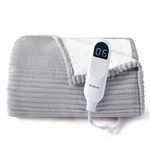 Bedsure Electric Throw Blanket - Soft Ribbed Flannel Heated Throw, 6 Heating Levels & 4 Time Settings, 3 Hours Auto-Off, Harbor Mist, 50x60 inches