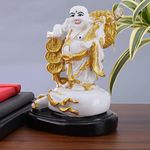 Glorious World Creations Medium Laughing Monk Buddha showpiece Best Home Decorative Item for Your Home, Office Cabin and Car Dashboard Available in Best Color (Made by Marble Powder) 102