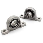 DEANKEJI 2 Pcs Vertical Bearings Block, 15 mm Aperture Ball Bearing Block, Silver Color Zinc Alloy Center Bearing, Solid Cast Iron Base, Can be Used for Various Machinery