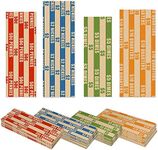 Nadex 1000 Flat Standard Striped Coin Roll Wrappers for U.S. Coins - 250 Each of Penny, Nickel, Dime and Quarter Wrappers Separated and Color Coded to ABA Standards