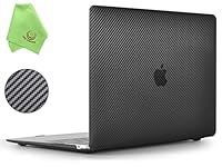 UESWILL Compatible with 2018-2021 MacBook Air 13 inch M1 Case Model A2337 (M1) A2179 A1932 with Retina display Touch ID, Carbon Fiber Texture Hard Shell Case Cover, Black