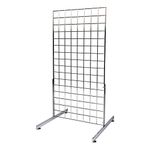 Floor Standing Gridwall Mesh Display Panel 2ft Wide x 5ft High Chrome Rack - Retail Shopfitting & Home Storage