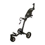 Axglo 3 Wheel Tri-360 V2 Ultra Compact Foldable Aluminium Golf Trolley Cart (Free Umbrella Holder & Beverage Holder) (Black/Grey)