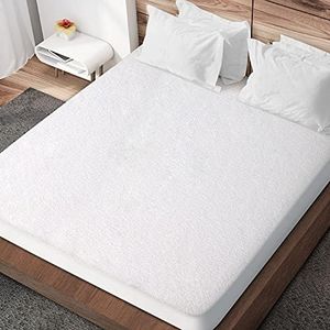 Giselle Bedding Queen Mattress Protector, Bed Sheets Cover Waterproof Bamboo Protectors Home Bedroom Furniture, Hypoallergenic Breathable Washable Antibacterial Covers White