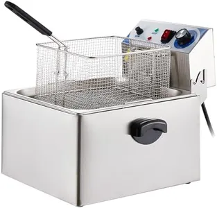 PULLAFUN Commercial Deep Fryer Countertop Stainless Steel 11L Electric Deep Fryer with Temperature Control Single Large Tank French Fries Restaurant Home Kitchen