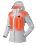Venustas Women's Heated Jacket with Battery Pack 7.4V, Windproof Electric Insulated Coat with Detachable Hood Slim Fit, Gray, 3X-Large