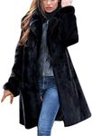 HINDOLA Womens Faux Fur Parka Coats Women Fuzzy Fleece Lapel Winter Warm Overcoat Long Cardigan Jackets Outwear