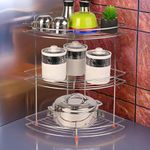 Kuber Industries Stainless Steel Storage Rack, Standard, Silver, Corner Shelf