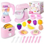 deAO Kitchen Toy Set, Kitchen Toys Playset with Blender, Mixer,Toaster and Play Food,Kids Kitchen Accessories Pretend Play Kitchen Toys Playset with Sounds for Kids Ages 3+