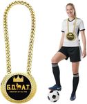 Greatest of All Time Turnover Chain - 6" Big Gold Awards Medal Goat Trophy Champion Chain Football Necklace Basketball Soccer Sports Achievements MVP Turnover Chain Athlete Prize Gifts