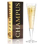 RITZENHOFF Petra Mohr Champus Champagne Flute Crystal Glass 200ml with Elegant Gold and Platinum Content + Cloth Napkin