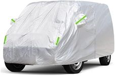 CICMOD Full Car Cover for VW Transporter T5 T6, Waterproof Large Car Cover with Side Door Zipper - Silver