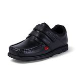 Kickers Youth Boy's Fragma Moc Toe Twim Strap Leather School Shoe, Black, 3 UK