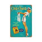 KEYGAMER Old Gold Cigarettes Metal Tin Sign, Vintage Plaque Poster Garage Bar Home Wall Decor 8 X 12 Inches