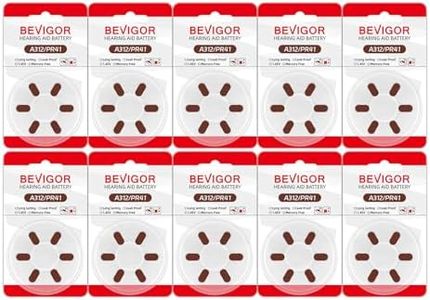 BEVIGOR Hearing Aid Batteries Size 312, Mercury Free (60 Count), Easy to Open and Carry, 1.4V, Long Lasting Batteries