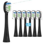6 Pack Replacement Replacement Brush Heads for Waterpik Sonic Fusion Flossing Toothbrush Compatible with Sonic Fusion SF01/SF02 and Sonic Fusion 2.0 SF03/SF04- Black with Caps