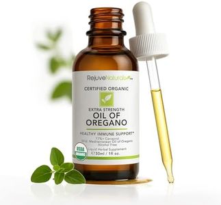 RejuveNaturals Extra Strength Oil of Oregano, USDA Organic, 1 fl oz (30ml Liquid) Wild, Mediterranean Oregano Oil. Concentrated Immune Support Drops. Gluten Free, Vegan & Non-GMO. Min 77% Carvacrol