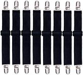 Korlon 8 Pack Bed Sheet Straps, Adjustable Fitted Sheet Straps Clips, Heavy Duty Bed Sheet Clips Holder for Bed Sheets, Mattress Covers, Sofa Cushion