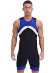 CHICTRY Men's One Piece Swimsuit Quick Dry Zipper Bathing Suit Sleeveless Beach Swimwear Surfing Rash Guard Wetsuit Blue XXL