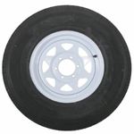 225-75-15, 225-75R15, ST225-75R15, RADIAL trailer tire, LOAD RANGE E, mounted on 6 BOLT WHITE powder coated steel rim. High Speed, M.O.T., D.O.T. Approved