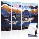 Tutmyrea Art Acoustic Panels, Sound Proofing Padding, 8 Pack Acoustical Soundproof Wall Panels, 48" x 32" Self-adhesive Decorative Sound Absorbing Panels for Home Office(Cloud Whale)